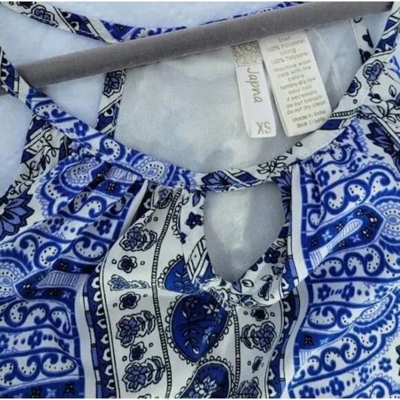 Japna Women’s Blue Multi-Print Sleeveless Maxi Dress with Keyhole Neckline – XS - Picture 7 of 11